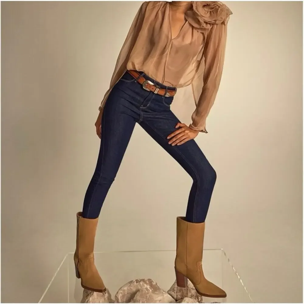 Franco Sarto Jaxon Mid-Shaft Boot Size 9 Camel/Brown Suede Block High Heel New